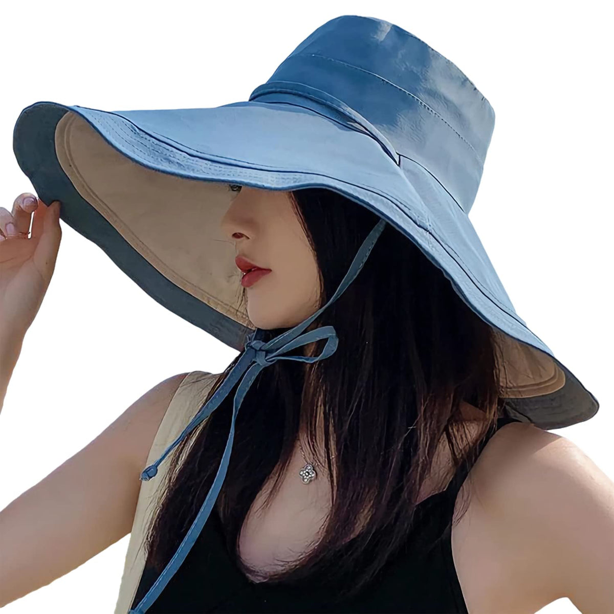 HUAMULAN Women Summer Vacation Wide Brim Sun Hat Reversible Fishing Hats