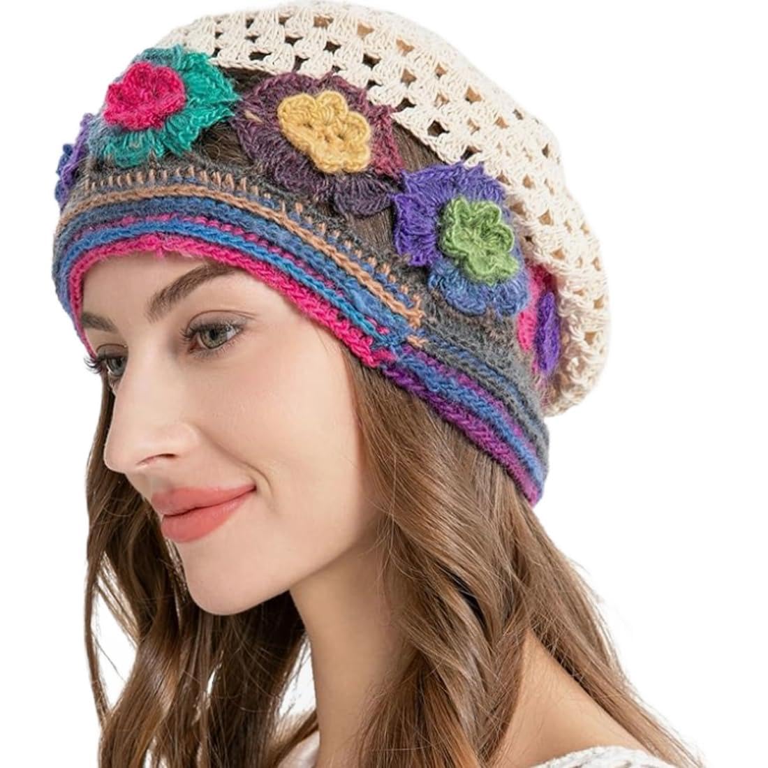 Crochet Hat for Women Cotton Slouchy Beanie Knitted Handmade Skull Cap for Travel Daily Wear