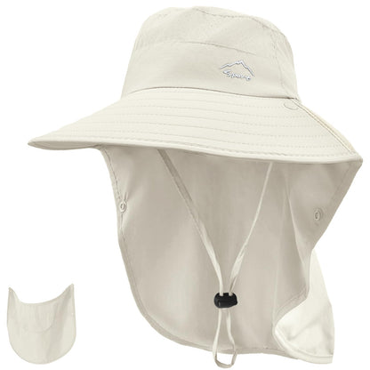 Rosoz Sun Hat for Men Women with Neck Flap& Removable Face Cover Wide Brim