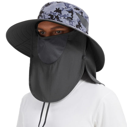 BASSDASH UPF 50+ Breathable Sun Hat with Removable Face Cover and Neck Flap Wide Brim Bucket Hat for Fishing Hiking Men Women