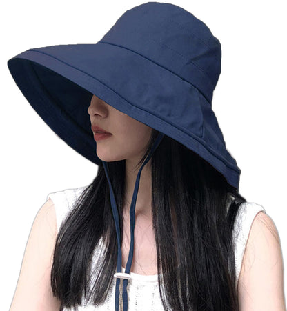 Wide Brim Bucket Hat - UPF50+ Protection Travel Beach Sun Hat with Semi-Rigid Adjustable Foldable Brim
