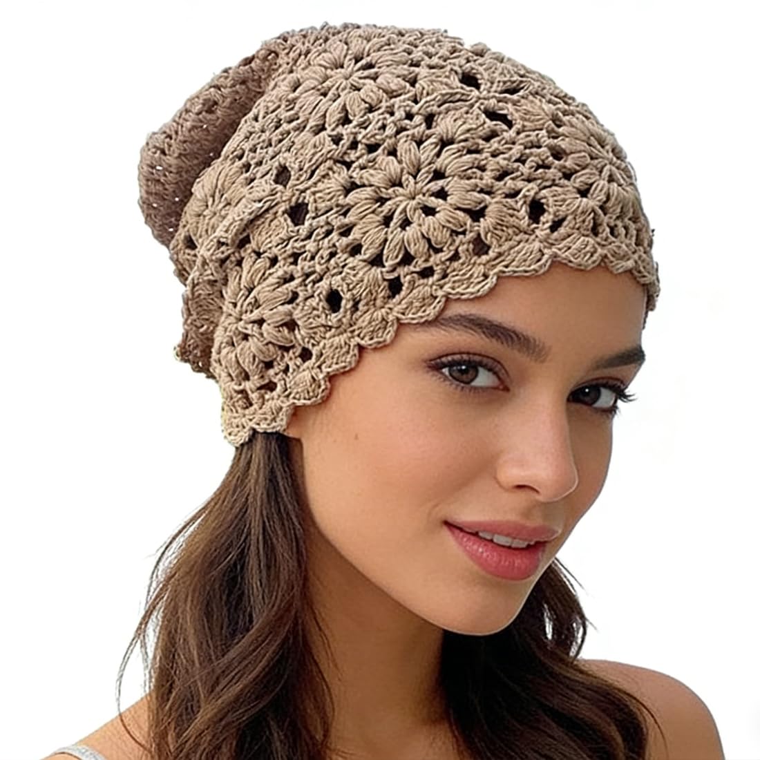 Crochet Hat for Women Cotton Slouchy Beanie Knitted Handmade Skull Cap for Travel Daily Wear