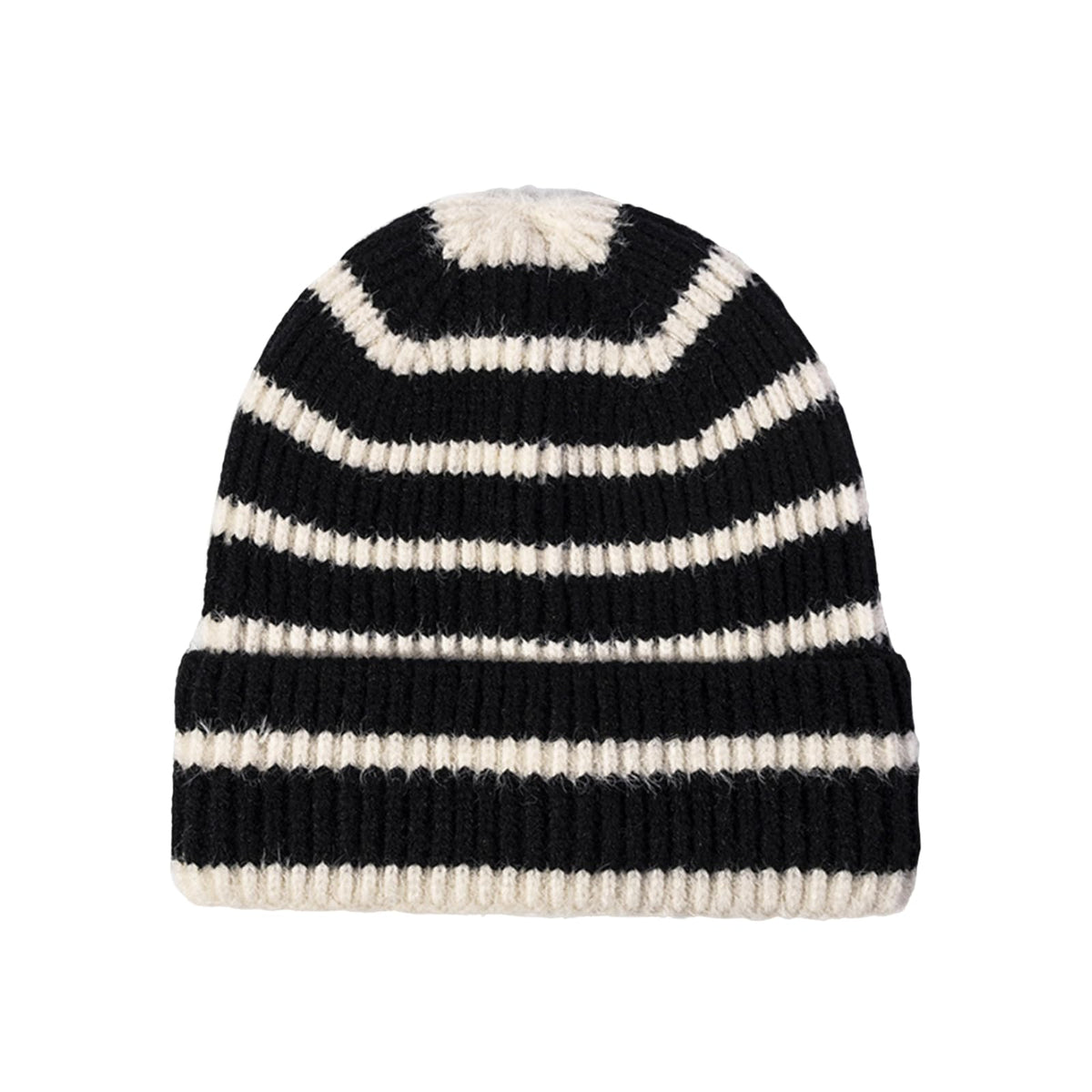 CORIRESHA Unisex Fashion Striped Beanie Cuffed Winter Warm Cozy Chunky Rib Knit Hat