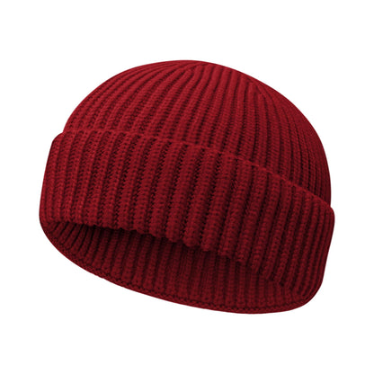 Wool Fisherman Beanies for Men Women Short Cuff Knit Beanie
