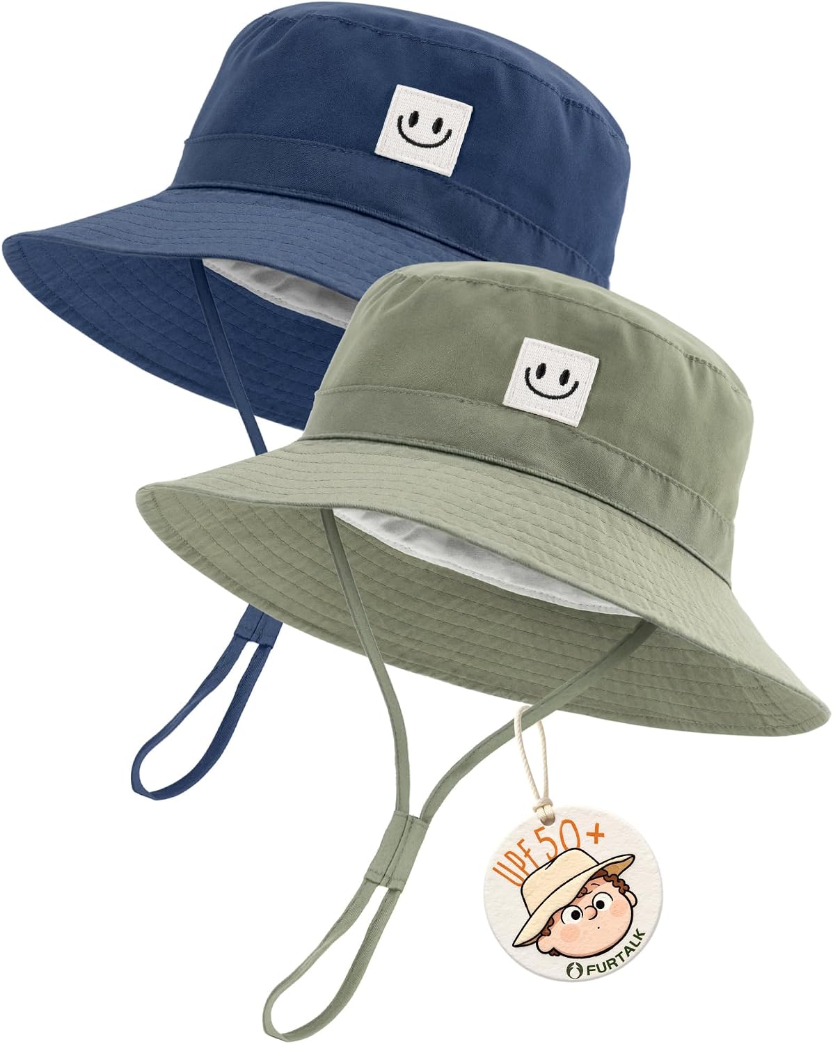 FURTALK Baby Sun Hat Toddler Bucket Hat Beach Smile Face UPF 50+