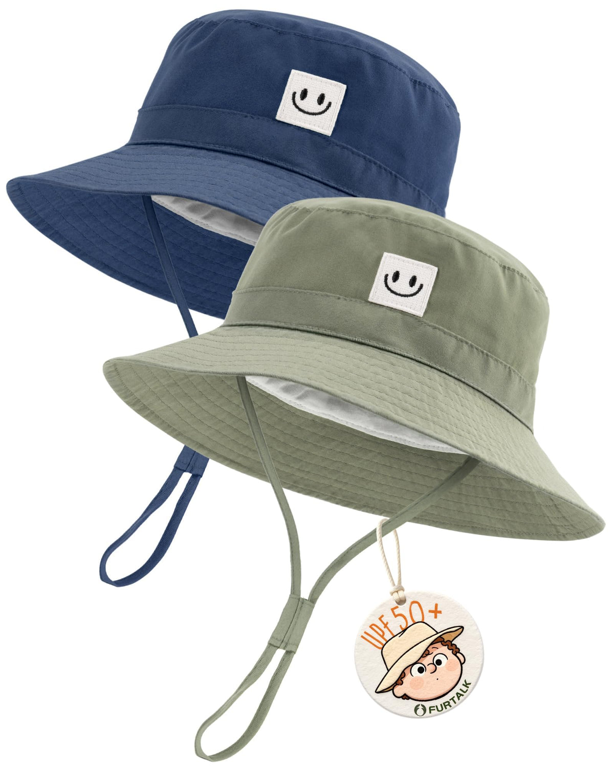 FURTALK Baby Sun Hat Toddler Bucket Hat Beach Smile Face UPF 50+