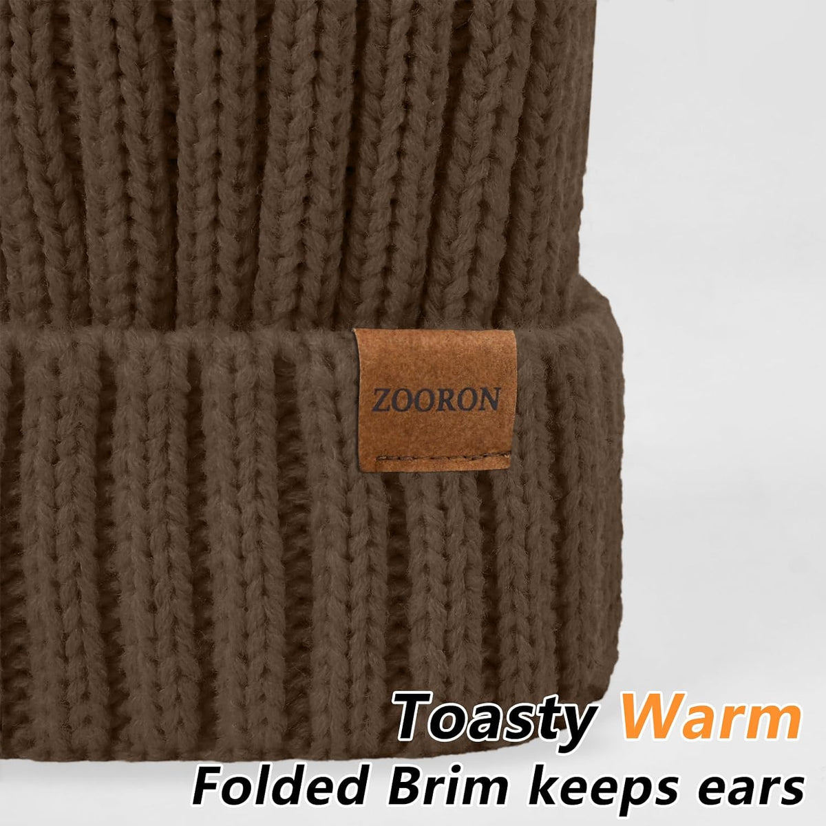 ZOORON Womens Winter Knitted Beanie Hat with Faux Fur Pom Beanie Warm Knit Skull Cap Beanie for Women