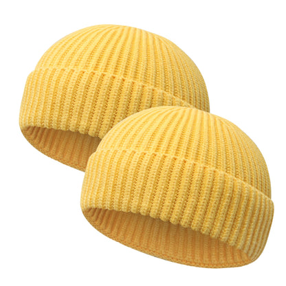 Wool Fisherman Beanies for Men Women Short Cuff Knit Beanie