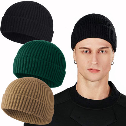 ROYBENS Swag Wool Knit Cuff Short Fisherman Beanie for Men Women Winter Hat