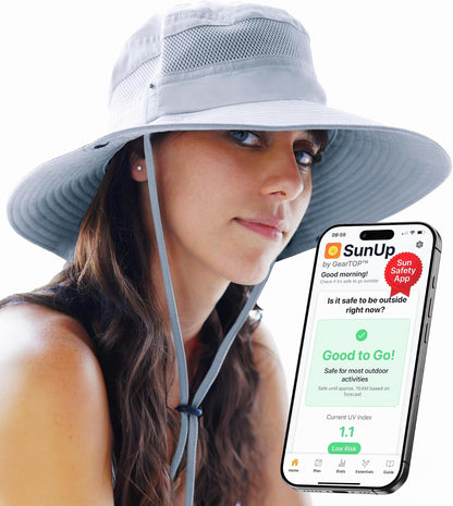 GearTOP Safari Hat for Men Sun Hats for Women UV Protection UPF 50+ Fishing, Gardening, Hiking Hat (22-23 1/2")
