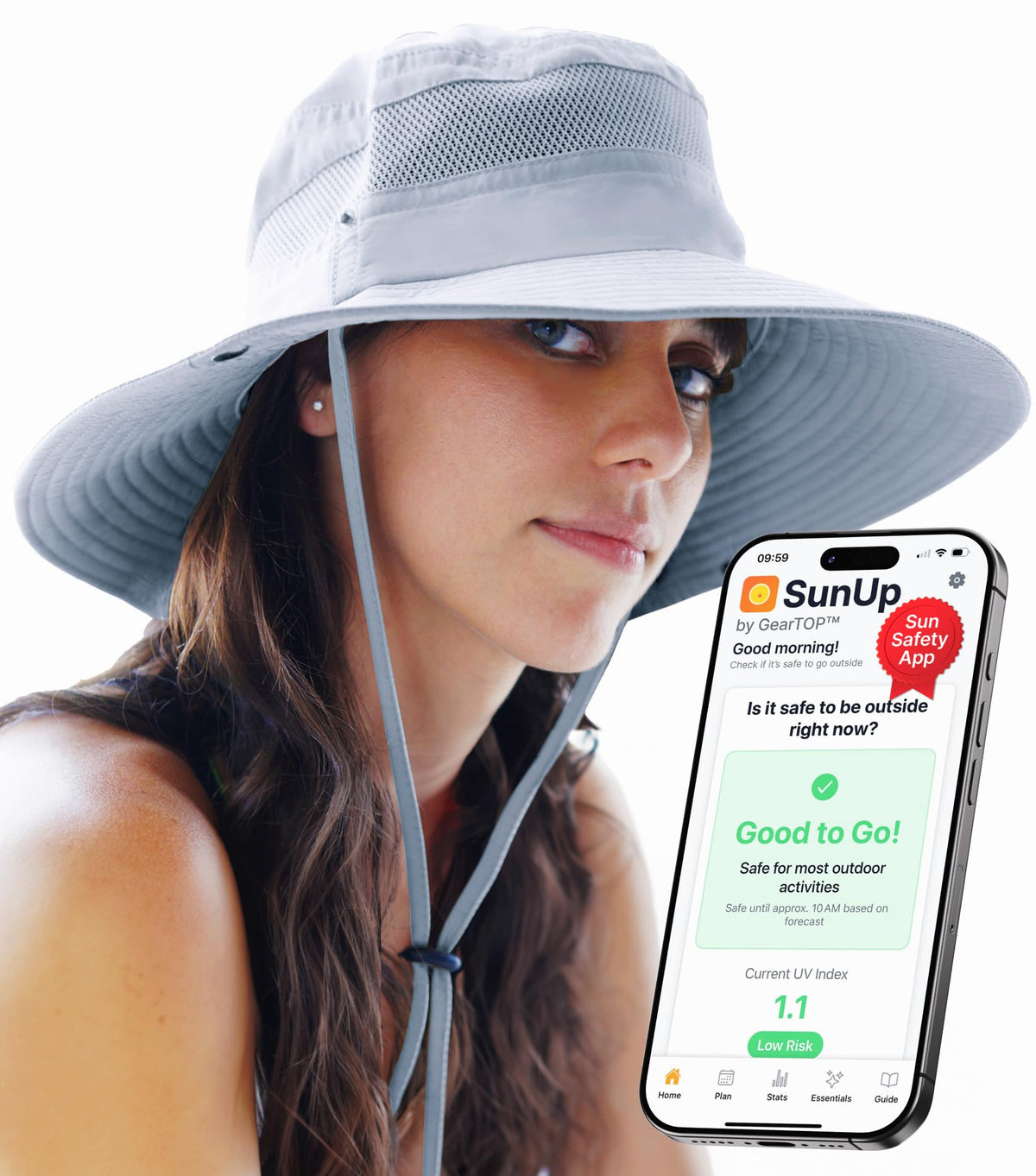 GearTOP Safari Hat for Men Sun Hats for Women UV Protection UPF 50+ Fishing, Gardening, Hiking Hat (22-23 1/2")