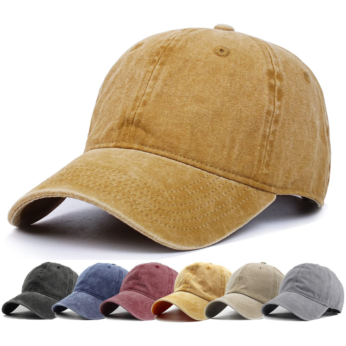 HH HOFNEN Baseball Cap Washed Cotton Unstructured Vintage Hat for Men Women