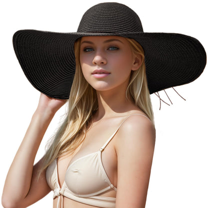Floppy Big Beach Straw Hats for Women Foldable Summer Wide Brim Packable Sun Hat Womens Travel Straw Fedora Hat