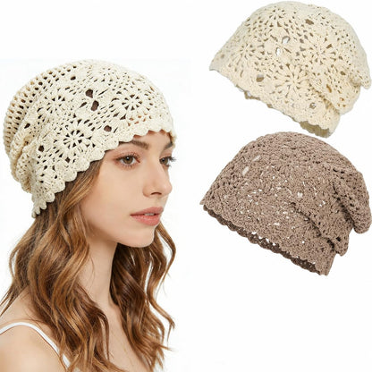 Crochet Hat for Women Cotton Slouchy Beanie Knitted Handmade Skull Cap for Travel Daily Wear