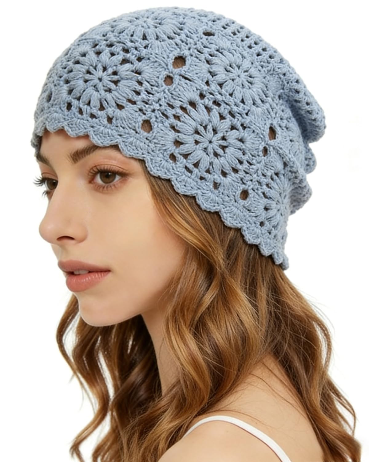 Crochet Hat for Women Cotton Slouchy Beanie Knitted Handmade Skull Cap for Travel Daily Wear