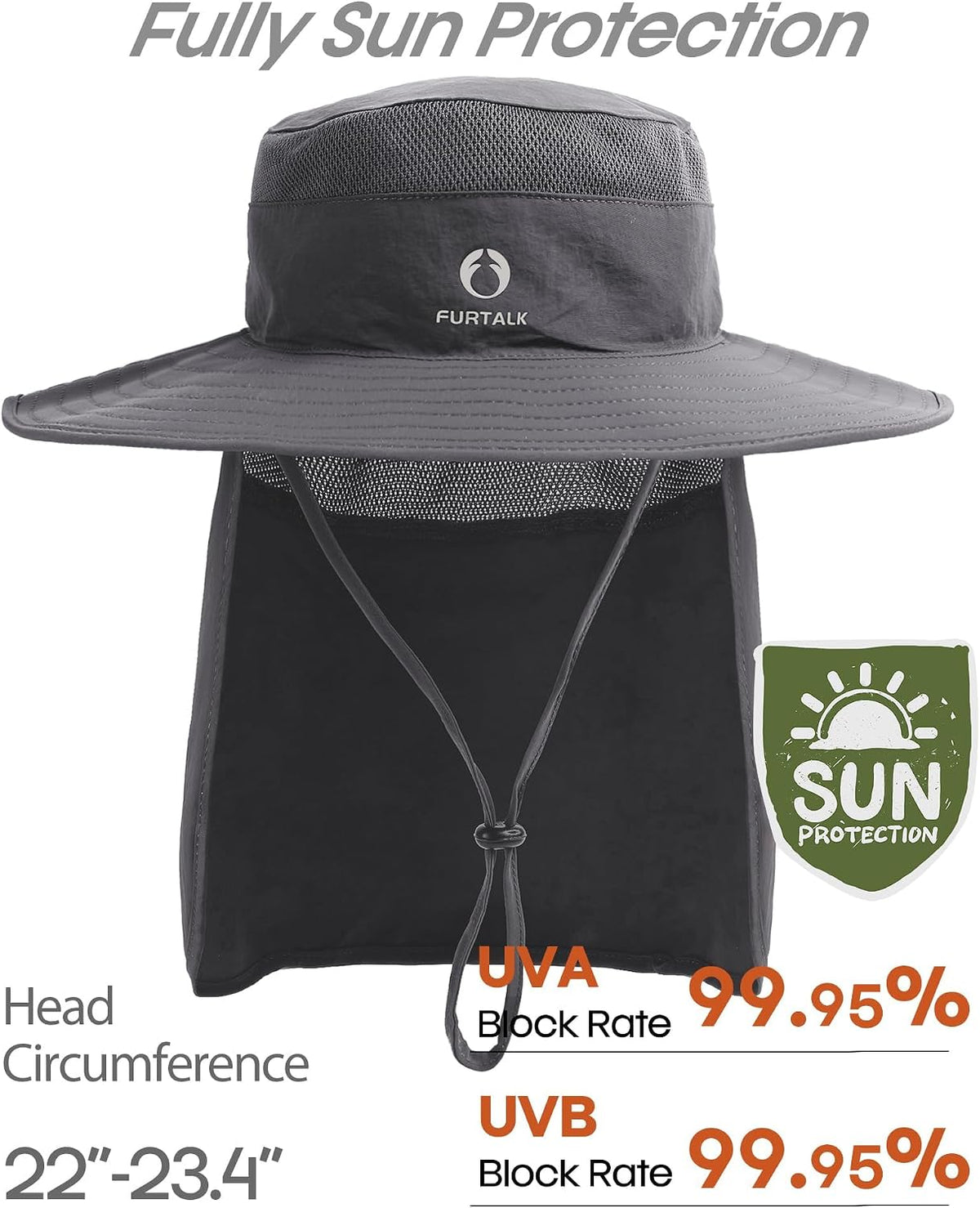 FURTALK Sun Hats for Men Women Fishing Hat with Neck Flap UPF Protection