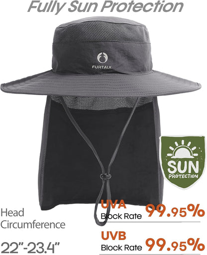 FURTALK Sun Hats for Men Women Fishing Hat with Neck Flap UPF Protection