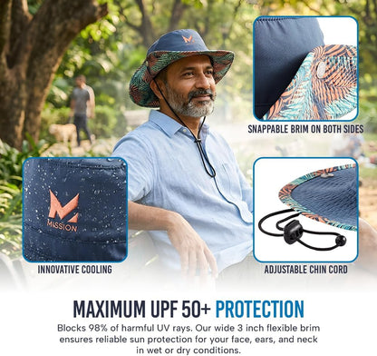 MISSION Cooling Bucket Hat - Unisex Wide-Brim Hat for Men & Women - Lightweight, Foldable & Durable - Cools Up to 2 Hours