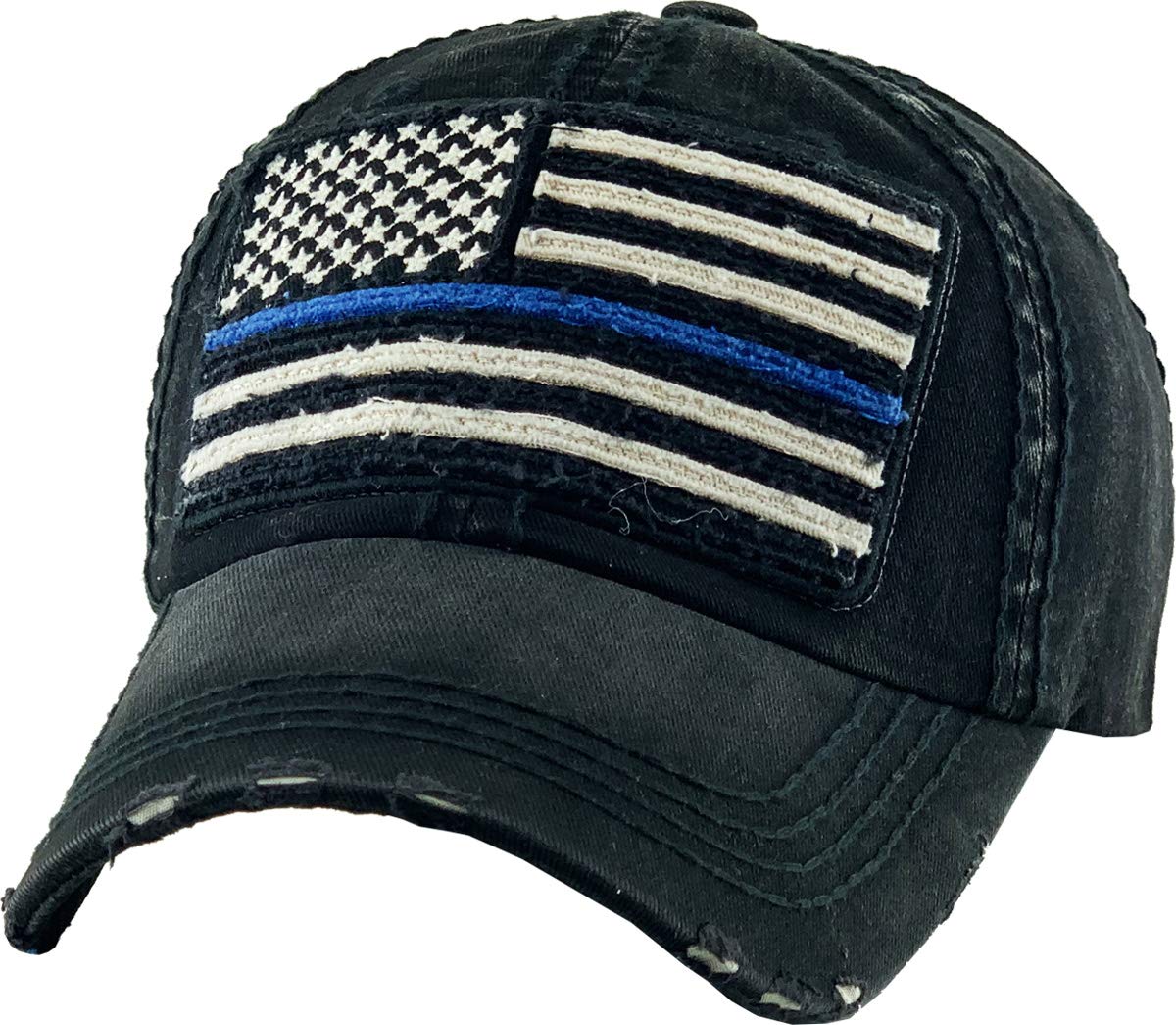 KBETHOS Flag USA America Military Thin Blue Line Thin Red Line Vintage Distressed Baseball Cap Dad Hat Unisex Adjustable…