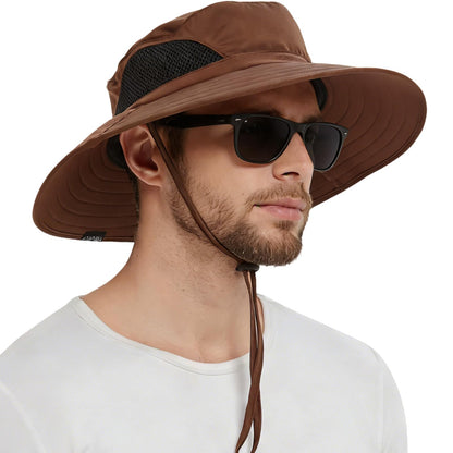 Wide Brim Sun Bucket Hat, Waterproof Boonie Hat for Men & Women