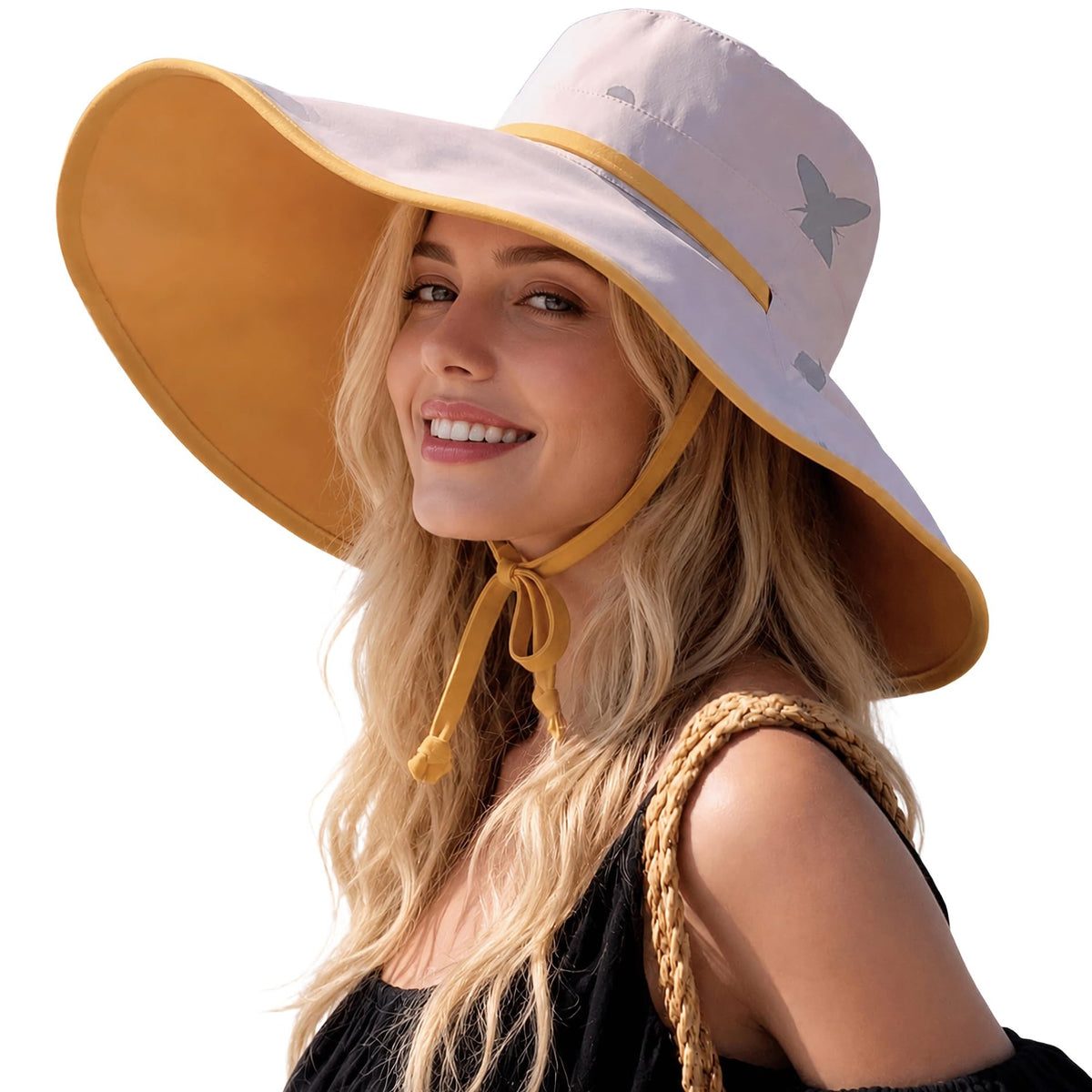 HUAMULAN Women Summer Vacation Wide Brim Sun Hat Reversible Fishing Hats