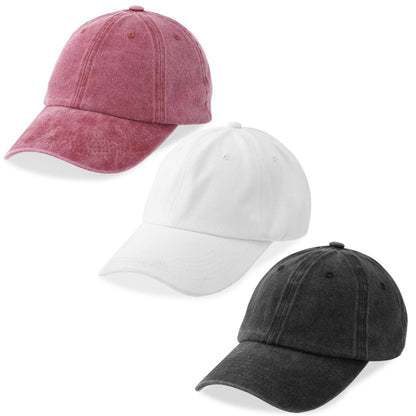 MEINICY 3 Packs Washed-Cotton Plain Baseball Cap, Adjustable Dad Hat