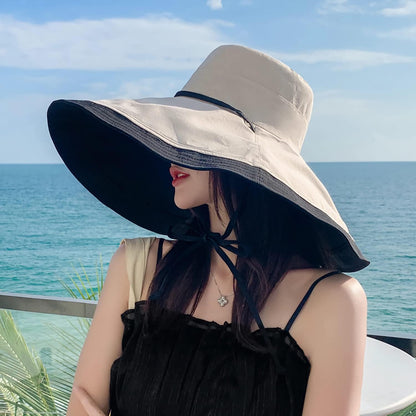 HUAMULAN Women Summer Vacation Wide Brim Sun Hat Reversible Fishing Hats