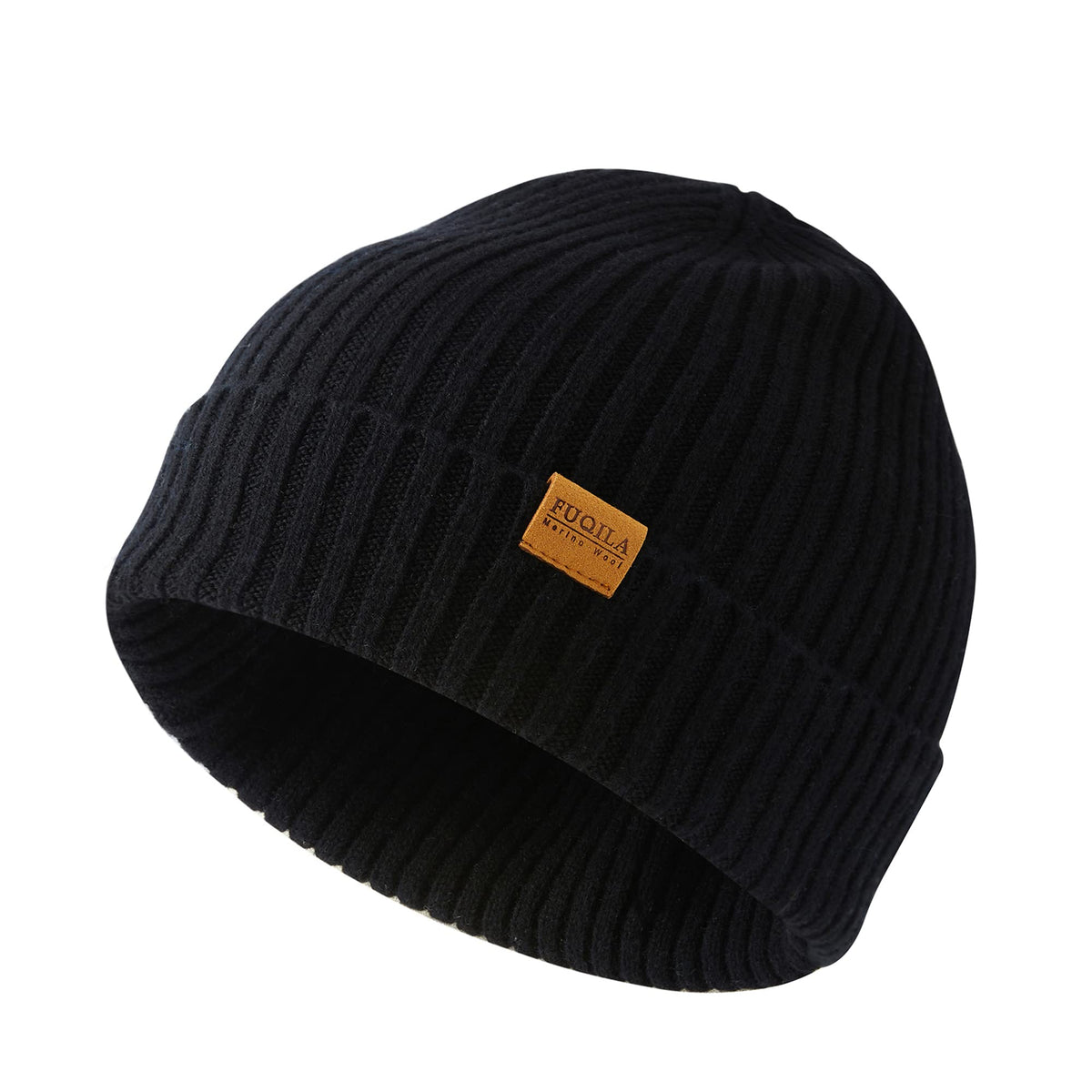 100% Merino Wool Cuff Beanie Hat, Unisex Warm Winter Caps Soft, Breathable & Cozy Stretchy Knitted Cuffed Cap