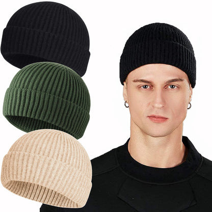 ROYBENS Swag Wool Knit Cuff Short Fisherman Beanie for Men Women Winter Hat