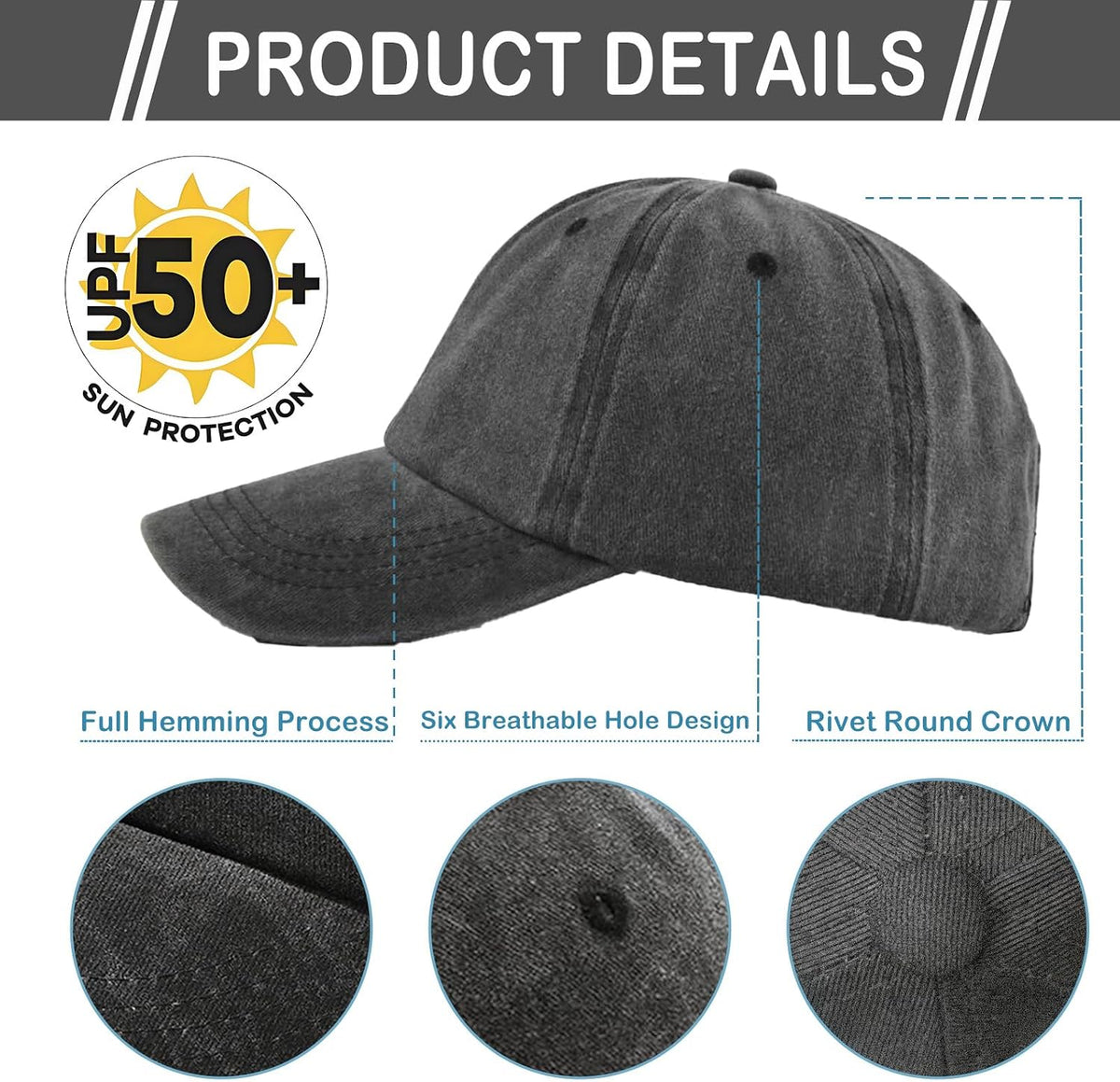 8 Pack Vintage Washed Baseball Cap Golf Dad Hat Distressed Cotton Plain Trucker Hats for Men Women
