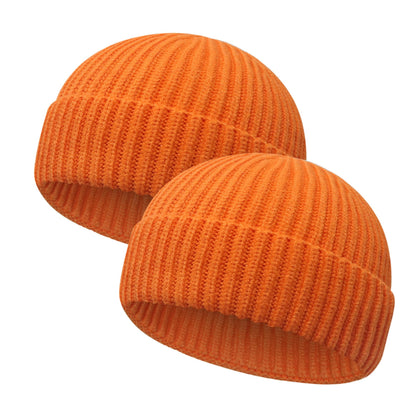 Wool Fisherman Beanies for Men Women Short Cuff Knit Beanie