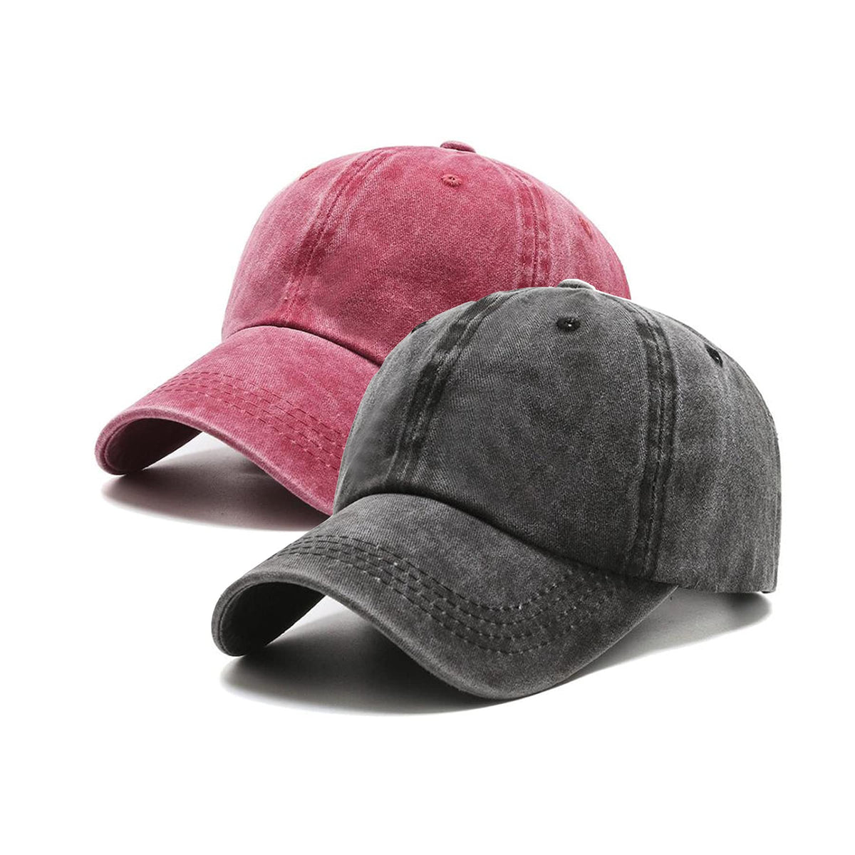 PFFY 2 Packs Vintage Washed Distressed Baseball Cap Dad Hat for Men Women