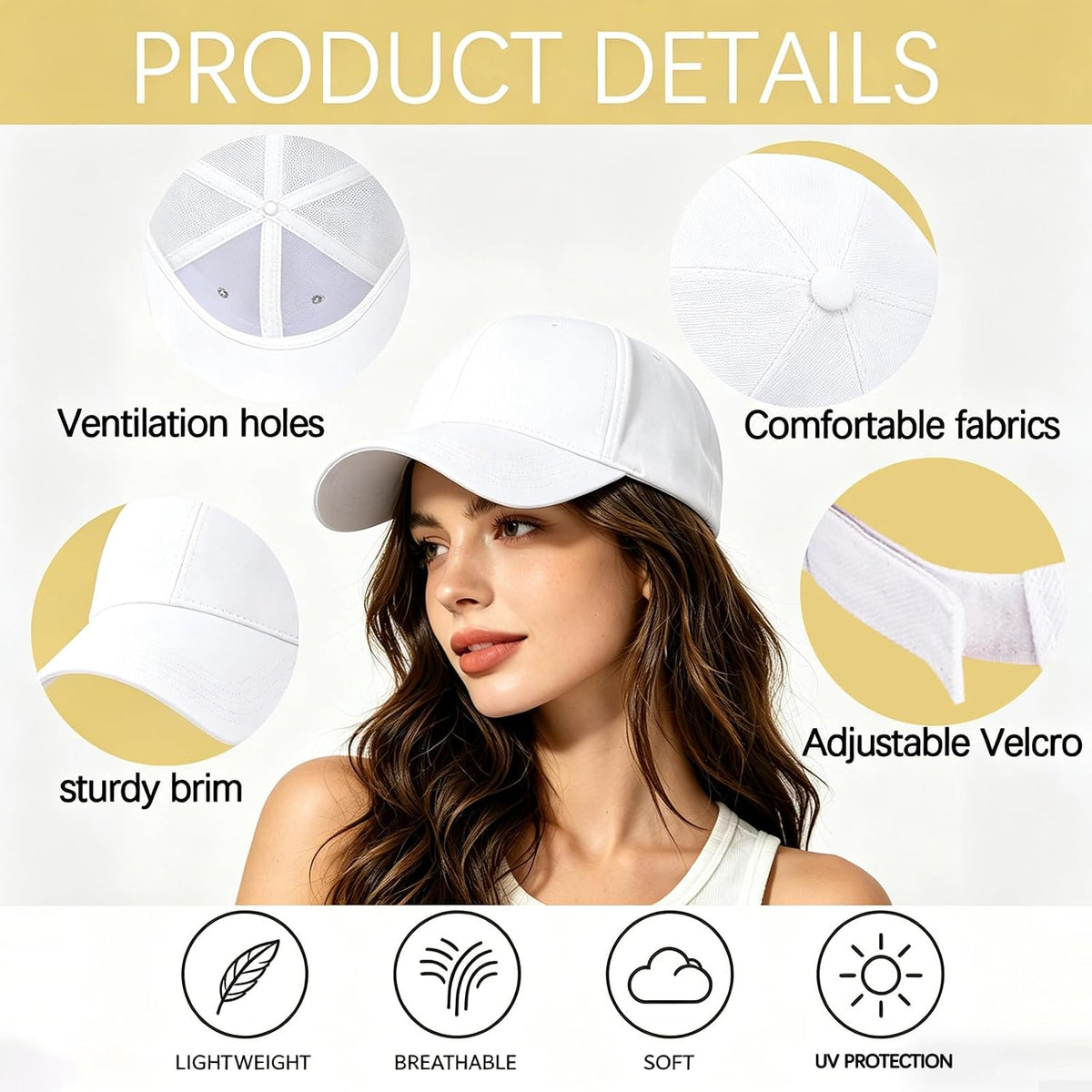 Baseball Cap for Men Women,with Ventilation Eyelets, Adjustable Fit for Hiking Fishing Running Golf