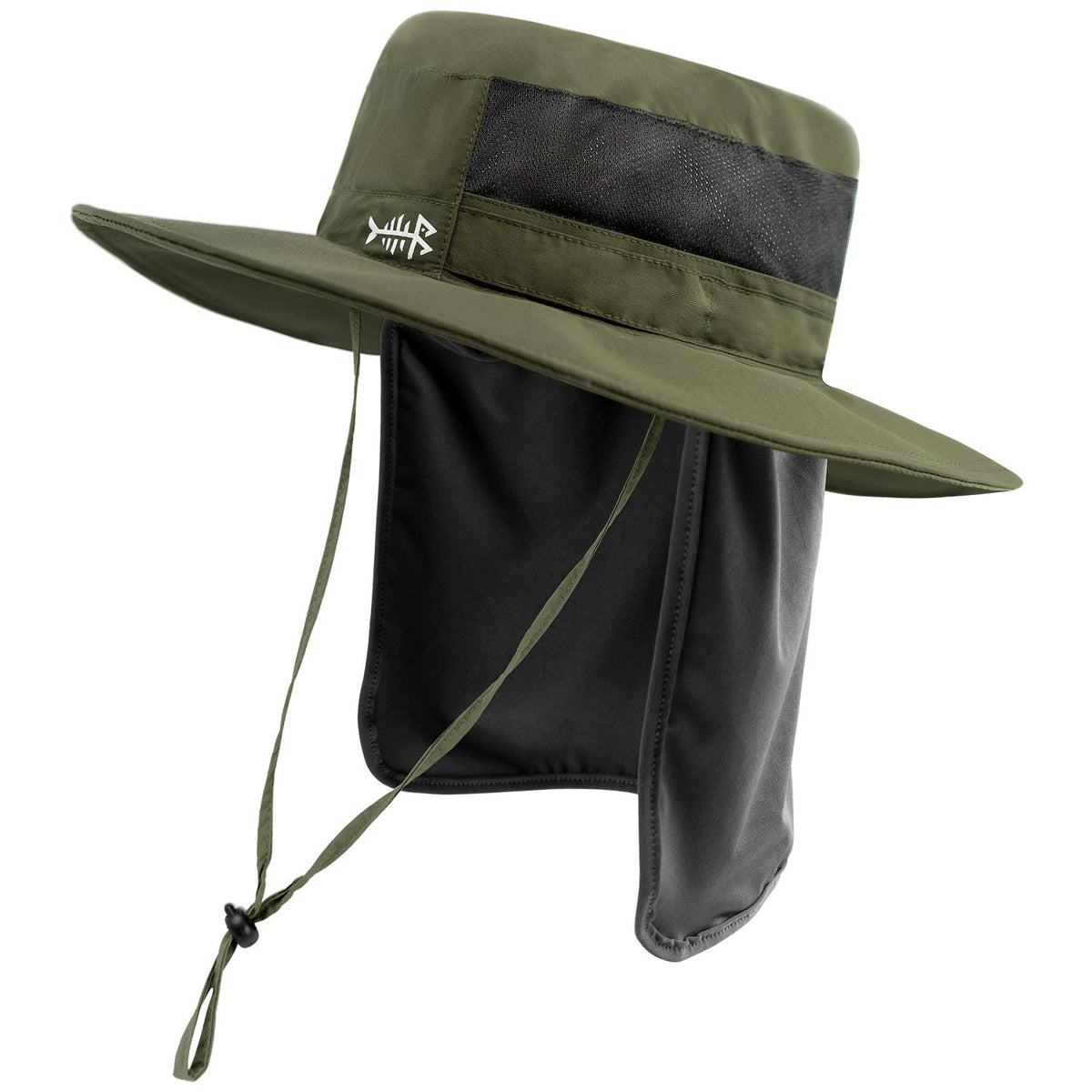 BASSDASH UPF 50+ Sun Fishing Hat Water Resistant with Detachable Neck Flap