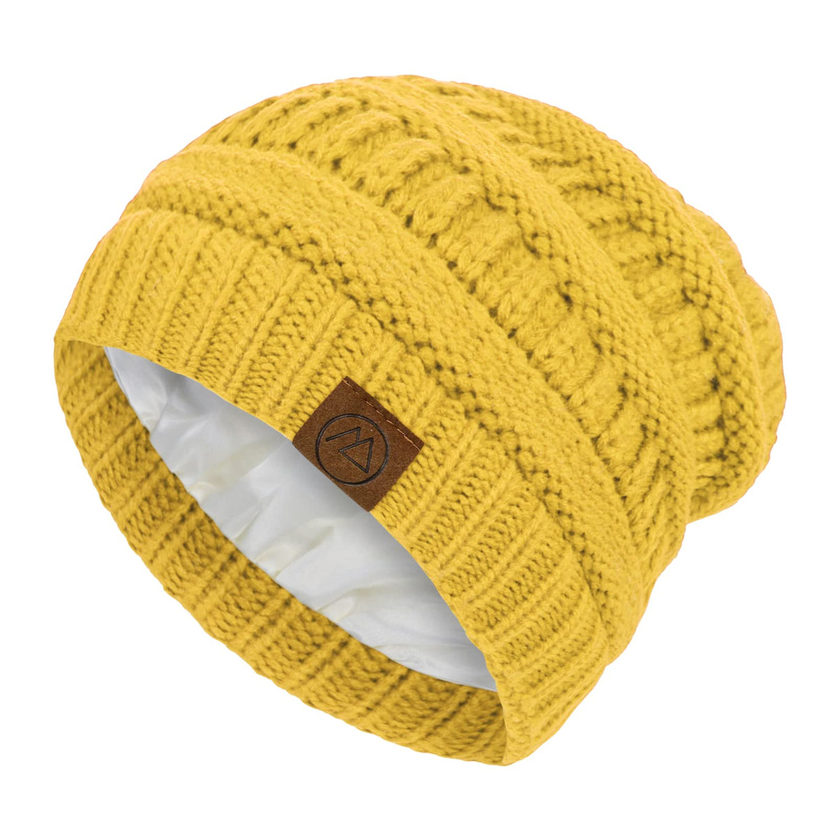 Beanies Women Satin Lined Beanie Winter Hats for Women Silk Lined Slouchy Beanie for Winter Warm Knit Cuffed Beanie Hat