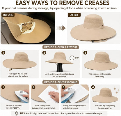 Leotruny Super Wide Brim Bucket Hat UPF50+ Waterproof Sun Hat for Fishing