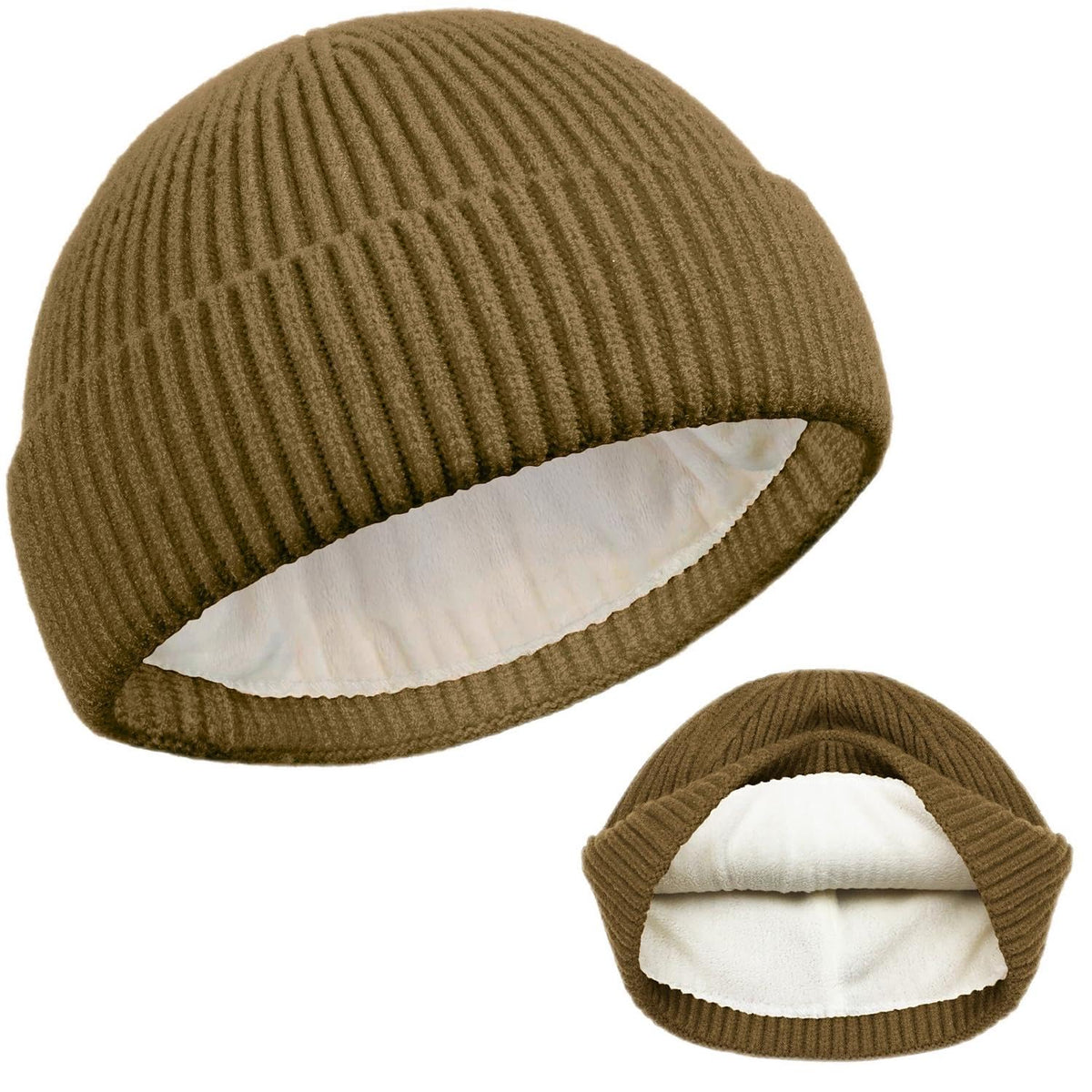 ROYBENS Swag Wool Knit Cuff Short Fisherman Beanie for Men Women Winter Hat