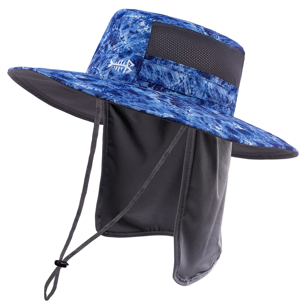 BASSDASH UPF 50+ Sun Fishing Hat Water Resistant with Detachable Neck Flap