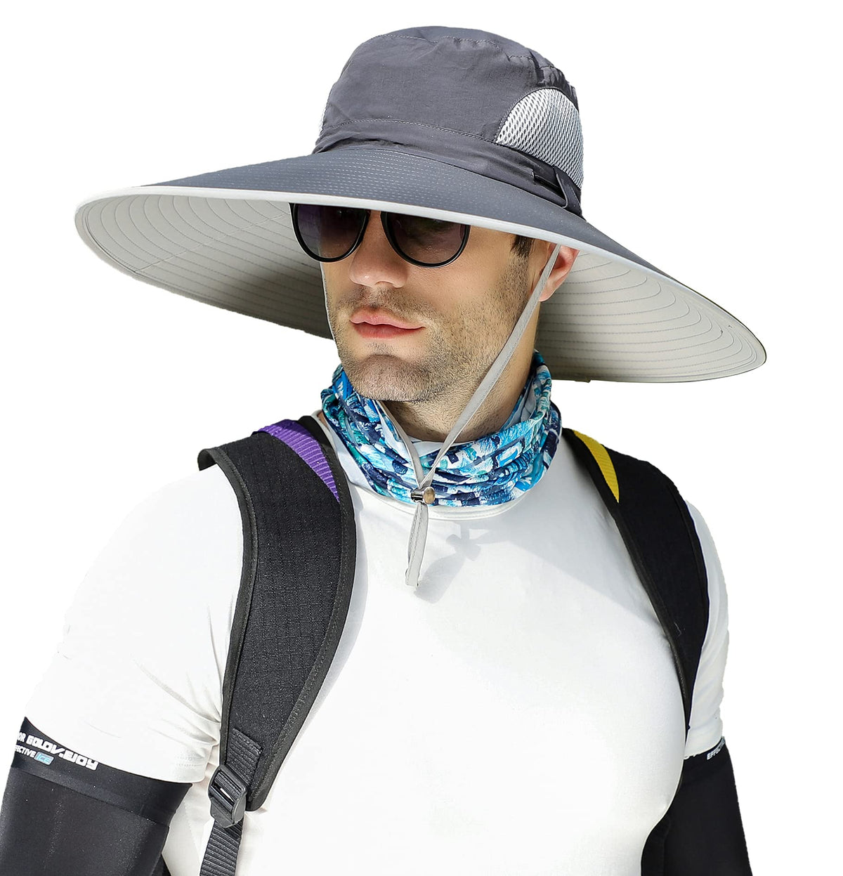 Leotruny Men Wide Brim Sun Hats UPF50+ Waterproof Breathable Bucket Hat
