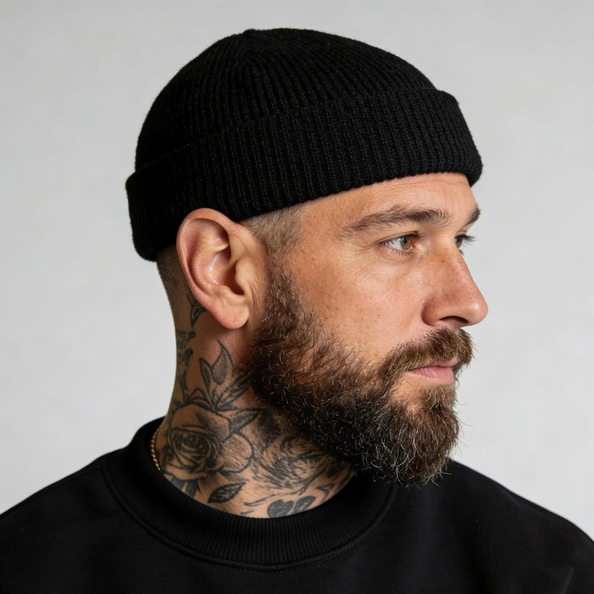 Wool Fisherman Beanies for Men Knit Fall Winter Beanie Hat Skull Cap