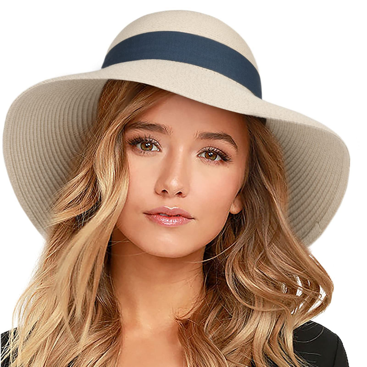 FURTALK Womens Beach Sun Straw Hat Wide Brim UV Protection Travel Hat