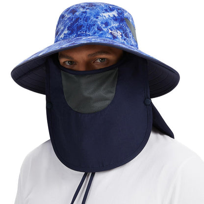BASSDASH UPF 50+ Breathable Sun Hat with Removable Face Cover and Neck Flap Wide Brim Bucket Hat for Fishing Hiking Men Women