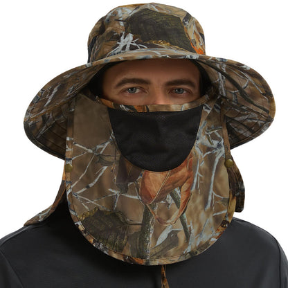 BASSDASH UPF 50+ Breathable Sun Hat with Removable Face Cover and Neck Flap Wide Brim Bucket Hat for Fishing Hiking Men Women