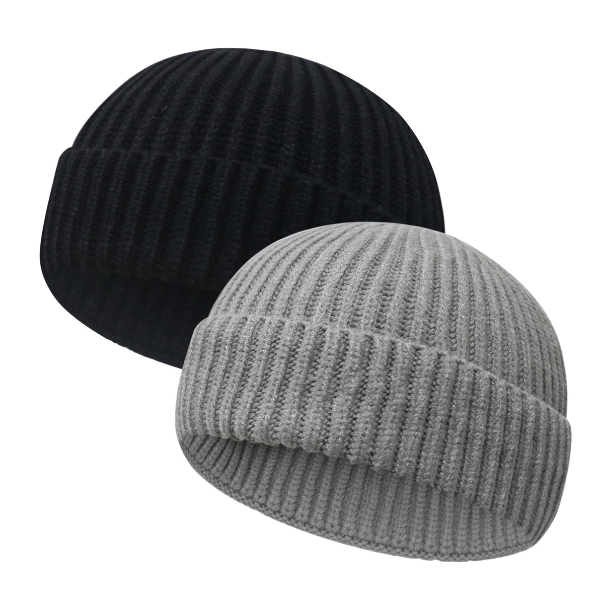 Wool Fisherman Beanies for Men Women Short Cuff Knit Beanie