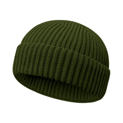 Wool Fisherman Beanies for Men Women Short Cuff Knit Beanie