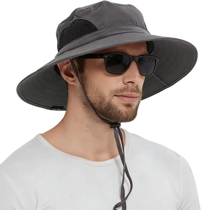 Wide Brim Sun Bucket Hat, Waterproof Boonie Hat for Men & Women