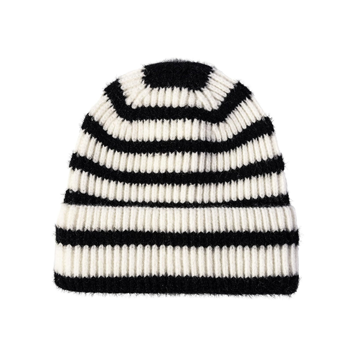 CORIRESHA Unisex Fashion Striped Beanie Cuffed Winter Warm Cozy Chunky Rib Knit Hat