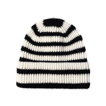 CORIRESHA Unisex Fashion Striped Beanie Cuffed Winter Warm Cozy Chunky Rib Knit Hat