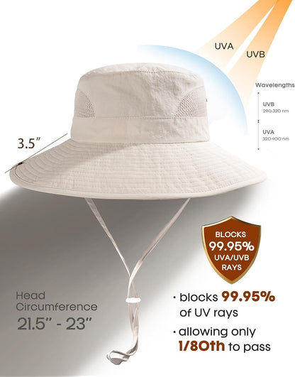 FURTALK Womens Sun Hat with Ponytail Hole Beach Hiking Summer Wide Brim UPF 50+ Outdoor Protection Foldable Bucket Hat