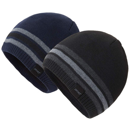 Mens Winter Warm Knitting Hats Plain Skull Beanie Cuff Toboggan Knit Cap
